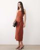Nobody's Child Nobody's Child Kourtney linen blend wrap front cami midi dress in brown - 1