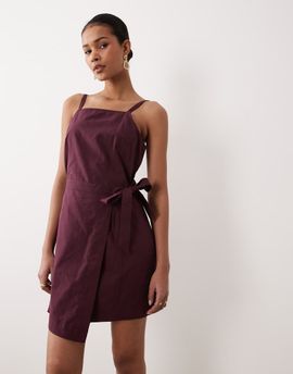 Nobody's Child Nobody's Child Kourtney wrap front tie detail mini dress deep purple