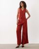 Nobody's Child Nobody's Child linen blend relaxed wide leg pants in red, part of a set - 1