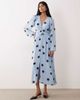 Nobody's Child Nobody's Child Luna V-neck ruched waist button front midaxi dress in blue oversized polka dot - 1