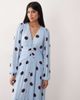 Nobody's Child Nobody's Child Luna V-neck ruched waist button front midaxi dress in blue oversized polka dot - 2