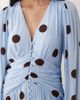 Nobody's Child Nobody's Child Luna V-neck ruched waist button front midaxi dress in blue oversized polka dot - 3