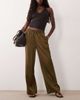 Nobody's Child Nobody's Child Lyra drawstring wide leg satin pants in olive green - 1