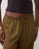 Nobody's Child Nobody's Child Lyra drawstring wide leg satin pants in olive green - 3