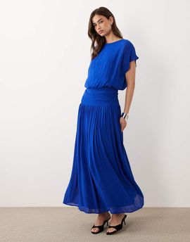 Nobody's Child Nobody's Child Occasion Pamela boat neck draped bodice drop waist maxi dress in cobalt blue