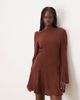Nobody's Child Nobody's Child Paris cut out back fluted hem mini dress in brown - 1