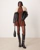 Nobody's Child Nobody's Child Paris cut out back fluted hem mini dress in brown - 2