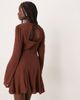 Nobody's Child Nobody's Child Paris cut out back fluted hem mini dress in brown - 4