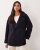 Nobody's Child Nobody's Child Pea wool short line button down coat in navy-Blue - 1