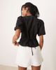 Nobody's Child Nobody's Child puff sleeve button down top in black - 4