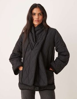 Nobody's Child Nobody's Child scarf detail quilted jacket in black