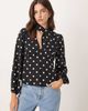 Nobody's Child Nobody's Child scarf detail v-neck blouse in black and white polka dot - 1