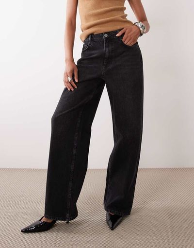 Nobody's Child Nobody's Child Stepney loose fit wide leg jeans in black wash