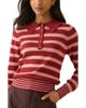 Nobody's Child Nobody's Child Stripe Ruffle Collar Polo Sweater - 1