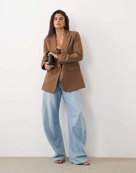 Nobody's Child Nobody's Child tailored oversized single breasted blazer in brown