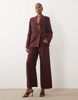 Nobody's Child Nobody's Child tailored wide leg pants in deep plum - part of a set-Purple