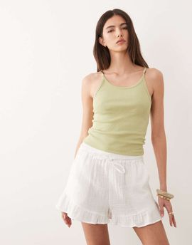 Nobody's Child Nobody's Child Tara cotton drawstring ruffle hem short in white