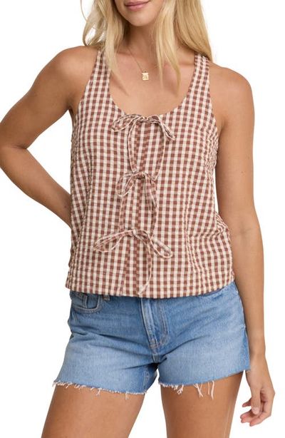 Nobody's Child Nobody's Child Thea Gingham Tie Front Cotton Top