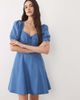 Nobody's Child Nobody's Child Tulla denim sweetheart neckline puff sleeve mini dress in mid wash blue - 1