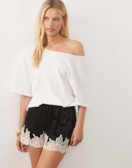 Nobody's Child Nobody's Child Virgo satin lace trim shorts in black