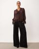 Nobody's Child Nobody's Child Wilde lace detail tie bust long sleeve blouse in chocolate-Brown - 1