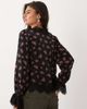 Nobody's Child Nobody's Child Wilde v-neck lace trim tie detail blouse in black floral-Multi - 4