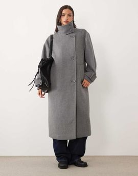 Nobody's Child Nobody's Child wool blend funnel neck longline coat in gray