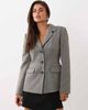 Nobody's Child Nobody's Child wool feel herringbone padded shoulder cinched waist blazer in gray - 1
