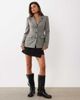 Nobody's Child Nobody's Child wool feel herringbone padded shoulder cinched waist blazer in gray - 2