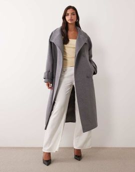 Nobody's Child Nobody's Child wool funnel neck longline coat in gray