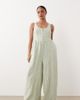 Nobody's Child Petite Nobody's Child Petite Cora linen mix button front jumpsuit in green stripes - 1
