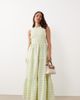 Nobody's Child Petite Nobody's Child Petite cotton shirred bodice tiered skirt maxi dress in light green gingham - 1
