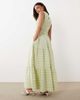 Nobody's Child Petite Nobody's Child Petite cotton shirred bodice tiered skirt maxi dress in light green gingham - 4