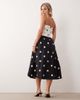 Nobody's Child Petite Nobody's Child Petite Felicity cotton strapless midi dress in black and white polka dots-Multi - 3