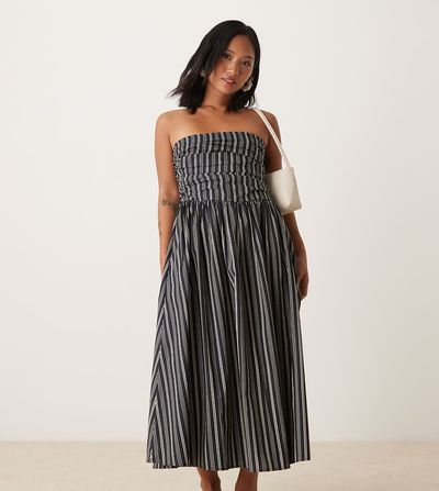 Nobody's Child Petite Nobody's Child Petite Felicity midi dress in blue stripes