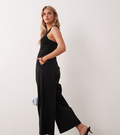 Nobody's Child Petite Nobody's Child Petite Helena cotton wide leg jumpsuit in black
