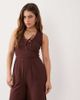 Nobody's Child Petite Nobody's Child Petite Jayda cotton rich shirred bodice v-neck sleeveless jumpsuit in brown - 1