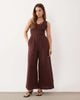 Nobody's Child Petite Nobody's Child Petite Jayda cotton rich shirred bodice v-neck sleeveless jumpsuit in brown - 2