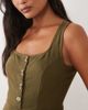 Nobody's Child Petite Nobody's Child Petite Lorey linen mix square neck wide leg jumpsuit in khaki-Green - 2