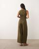 Nobody's Child Petite Nobody's Child Petite Lorey linen mix square neck wide leg jumpsuit in khaki-Green - 4