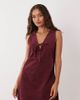 Nobody's Child Petite Nobody's Child Petite Nila tie-detail corduroy pinafore mini dress in burgundy-Black - 1