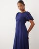 Nobody's Child Petite Nobody's Child Petite Quinn satin puff sleeve midi day dress in blue - 3