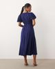 Nobody's Child Petite Nobody's Child Petite Quinn satin puff sleeve midi day dress in blue - 4