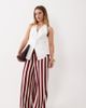 Nobody's Child Petite Nobody's Child Petite Reese linen blend drawstring wide leg pants in bold red stripe - 1