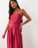 Nobody's Child Petite Nobody's Child Petite Rory linen mix tailored bandeau jumpsuit in dark pink - 2