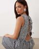 Nobody's Child Petite Nobody's Child Petite Ruth cotton shirred bodice open back jumpsuit in black gingham - 2