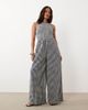 Nobody's Child Petite Nobody's Child Petite Ruth cotton shirred bodice open back jumpsuit in black gingham - 4