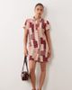 Nobody's Child Petite Nobody's Child Petite short sleeve mini shirt dress in red vintage patchwork - 1