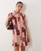 Nobody's Child Petite Nobody's Child Petite short sleeve mini shirt dress in red vintage patchwork - 2