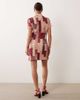 Nobody's Child Petite Nobody's Child Petite short sleeve mini shirt dress in red vintage patchwork - 4